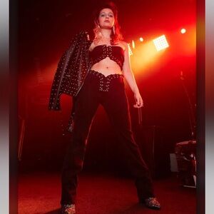 Frankie and the Studs Forever 21 Women’s Studded Lace Up Flare Jean Size Medium